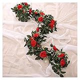 Eigenschaften: QWXZ Hochwertiger Blumenstrauß Künstliche Rose Blume Gefälschte Hängen Dekorative Rosen Rebe Pflanzen Blätter Künstliche Girlande Blumen Hochzeit Wanddekoration Schöne Dekoration und langlebig