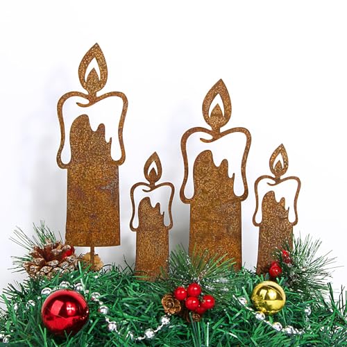 BOFUNX 4er-Pack Rostkerzen Roststecker Rost-Gartenstecker...