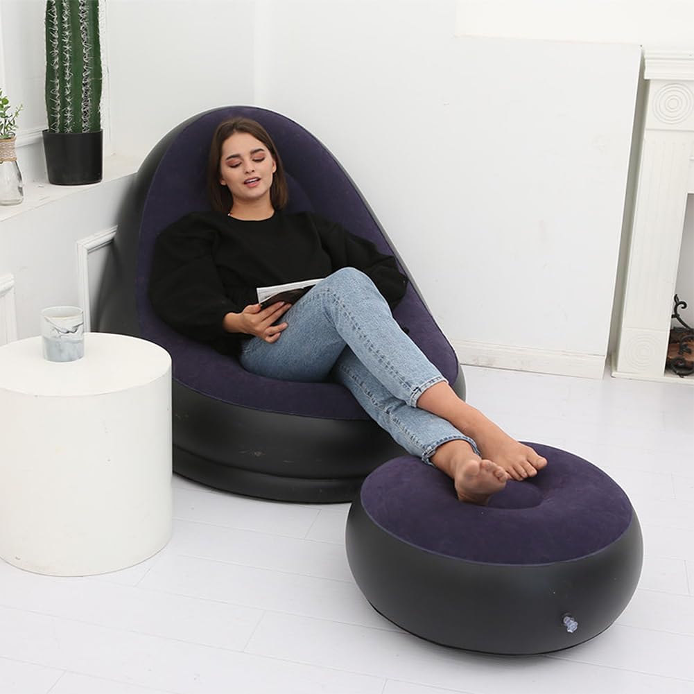 Tabouret Gonflable Intérieur Extérieur, Flocage Repose Pieds Canapé Coussin Rond Pouf à Air Pour Enfants Tout Petits Adultes Maison Patio Jardin Camping Yoga Noël maison jardin jeux pique niques plage
