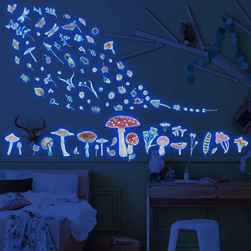 Plafond phosphorant anti peur du noir pour bébé avec stickers champignons colorés
