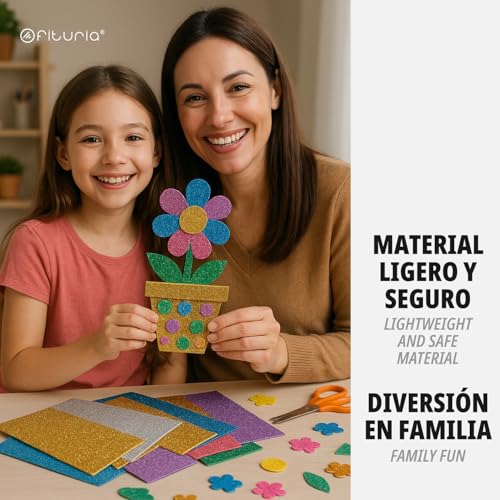 OFITURIA Set mit 20 Moosgummiplatten in Dekorationsfarben, Größe 20 x 30 cm, 10 sortierte Farben, für Schule oder Zuhause, EVA-Schaum (Dekorationssortiment)