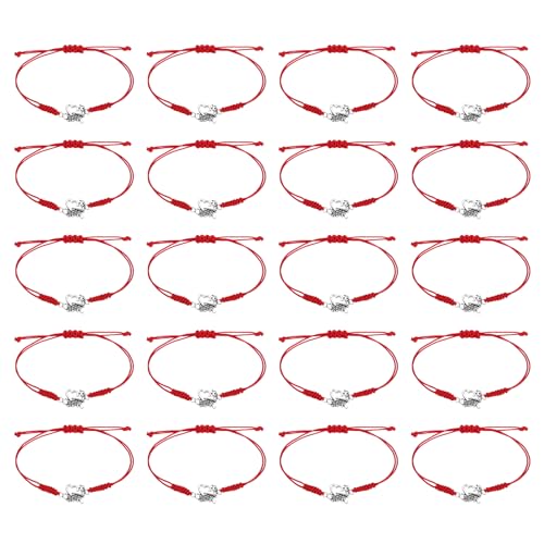 PATIKIL Cheerleader Gifts, 20 Pcs Cheer Bracelet Adjustable Cheerleading Charm Bracelet for Cheer Team, Red
