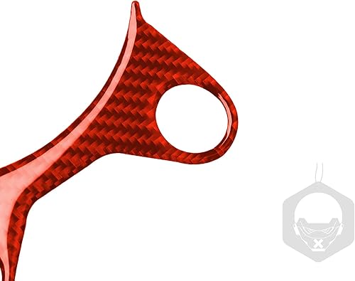 Miniatura 67 de Adhesivo para panel de palanca de cambios de consola central de automóvil, decoración de fibra de carbono suave real, interior de automóvil rojo