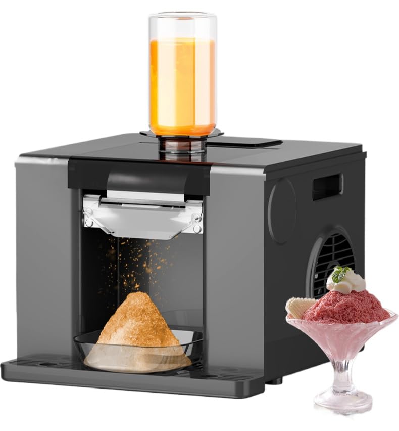 Snowflake Ice Machine 60kg/24h Ice Shaver with 750 Ml Barrel and Separate Receiving Tray for Blending Slushies for Home, Party, Bars, Restaurants