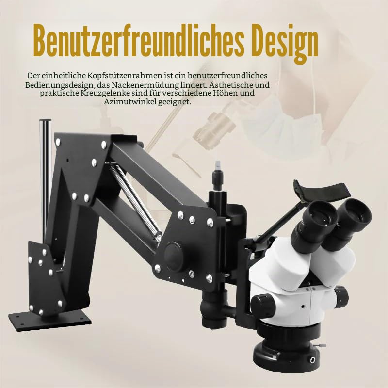 Professionelles Schmuckmikroskop mit Federarm und Universalhalterung, 7–45X kontinuierlicher Zoom, großaperturiges Kupferobjektiv, 95–300 mm Arbeitsabstand, Weitwinkel-Stereo-Mikroskop