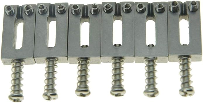 KAISH Set of 6 Stainless Steel Saddles Electric Guitar Bridge Saddle 10.8mm with Nickel Screws for Strat Tele Guitars