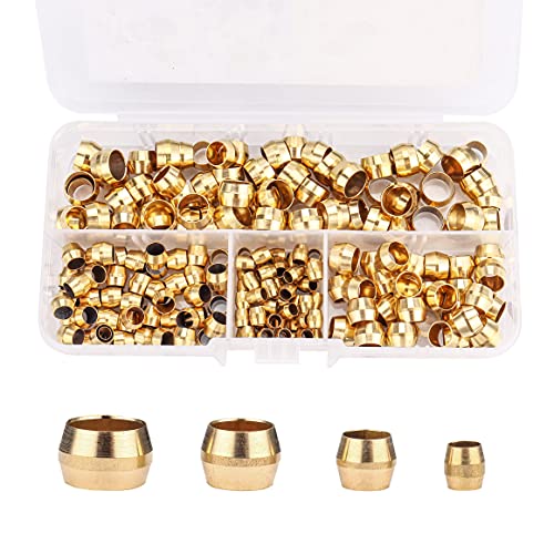 Ltwfitting Assortment Kit 1/8 3/16 1/4 5/16 Inch Od Compression Sleeves Ferrules, Brass Compression Fittings(Pack Of 200) #TOP1