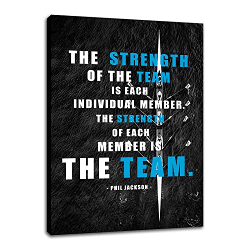 Goforart Inspirational Success Team Strength Canvas Wall Art Rowing Team Picture Poster Framed Motivational Positive Office Quotes Painting Modern Home Office Decoration Ready To Hang [18''W X 24''H]