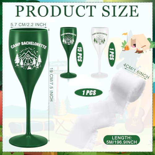 Honeydak 16 Pcs Camp Bachelorette Party Cups Decorations Camp Bach Plastic Cups Reusable Green Bachelorette Champagne Flutes for Bridal Shower Bridesmaid Party Favors by Honeydak - Used condition - Image 3