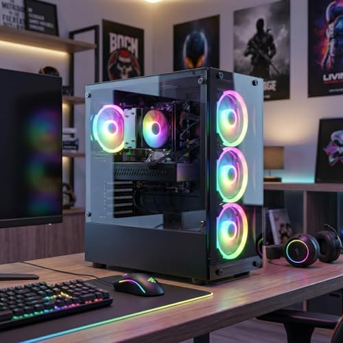Image of STGAubron Gaming PC Desktop Computer, Intel Core i7 up to 3.9G, GeForce GTX 1660 Super 6G, 32GB RAM, 1TB SSD, WiFi, BT 5.0, RGB Fan x4, Windows 11 Home