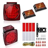 SUZCO Submersible Led Boat Marine Trailer Tail Guide Lights Break Breakaway Kit 12V, Utility Assembly Trail/Brake/Turn/Stop/Signal Red Light - DOT Compliant Over 80inch for Truck ATV Tractor Dump
