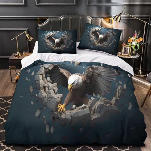 Housse de couette aigle 3D parure de lit microfibre luxe 140x200 - 2