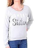  Madonna Sweatshirt Damen Liz Deko-Zipper Short Sweater mit Aufdruck MF-407009 Grau S