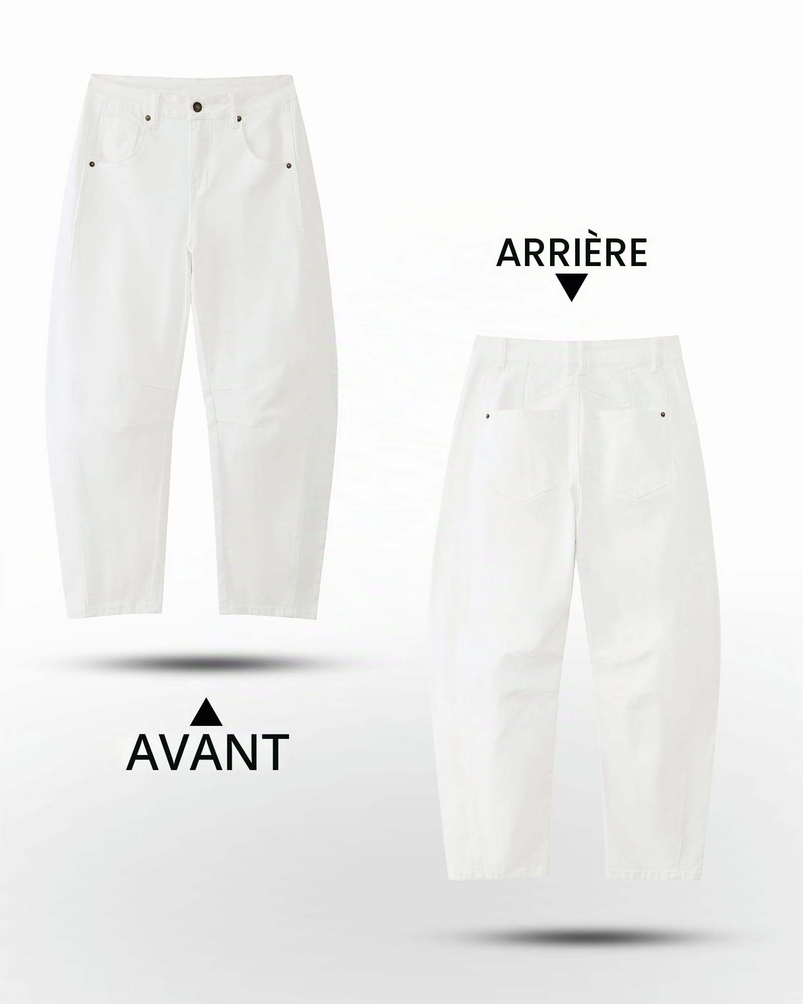 Utyful Jean barrel pour femme, coupe baggy tendance, taille haute, style décontracté et vieilli, extensible, pantalon en denim ample avec poches