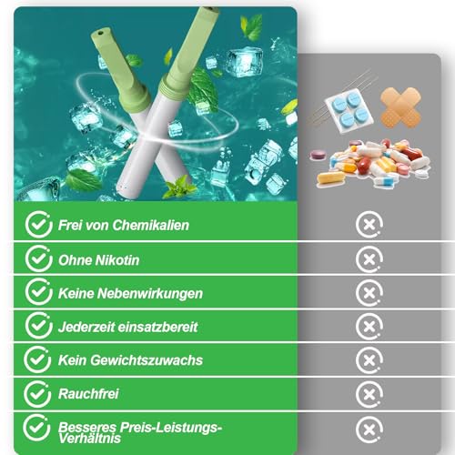 9er Set RauchentwöHnung Hilfsmittel, Atemsticks mit 3 Geschmacksfiltern, Orange, Minze, Zitrone, Rauchfrei Hilfsmittel, Allgemein Filtersticks zur Simuliert Rauchgefühl Stressreduzierung Atemtraining
