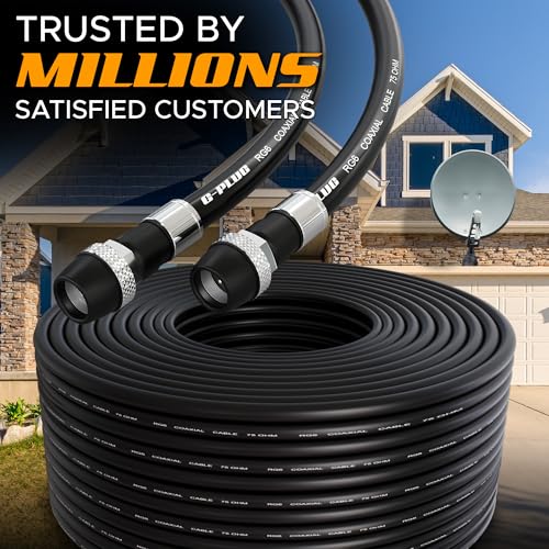 Image of G-PLUG RG6 Coaxial Cable 6FT - Triple Shielded, Waterproof, 75 Ohm with F-Type Connectors, High-Performance for HDTV, Satellite, Internet, Indoor /Outdoor Use