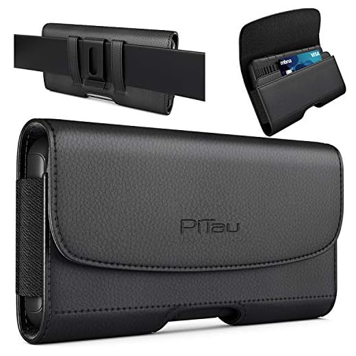 PiTau Holster for iPhone SE, 8, 7, 6s, 6, Premium Cell Phone Belt Holder Case with Clip Loops ID Card Carrying Pouch Cover, (Fits Apple Phone with Case on) Black Small