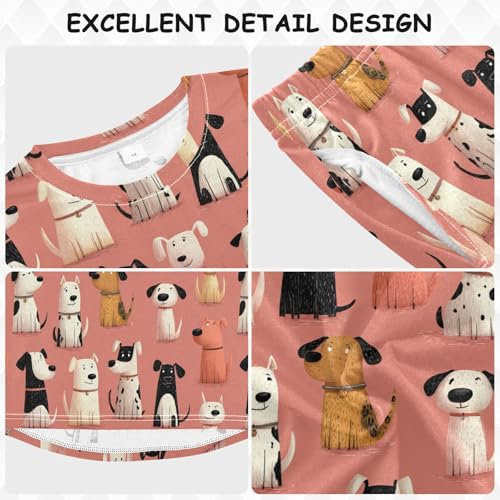 Long Sleeve Pajama Set for Girls Boys Kids,Cute Dogs Print Comfy Nightwear Soft Loungewear,Family Matching PJs Underwear Set 6T3