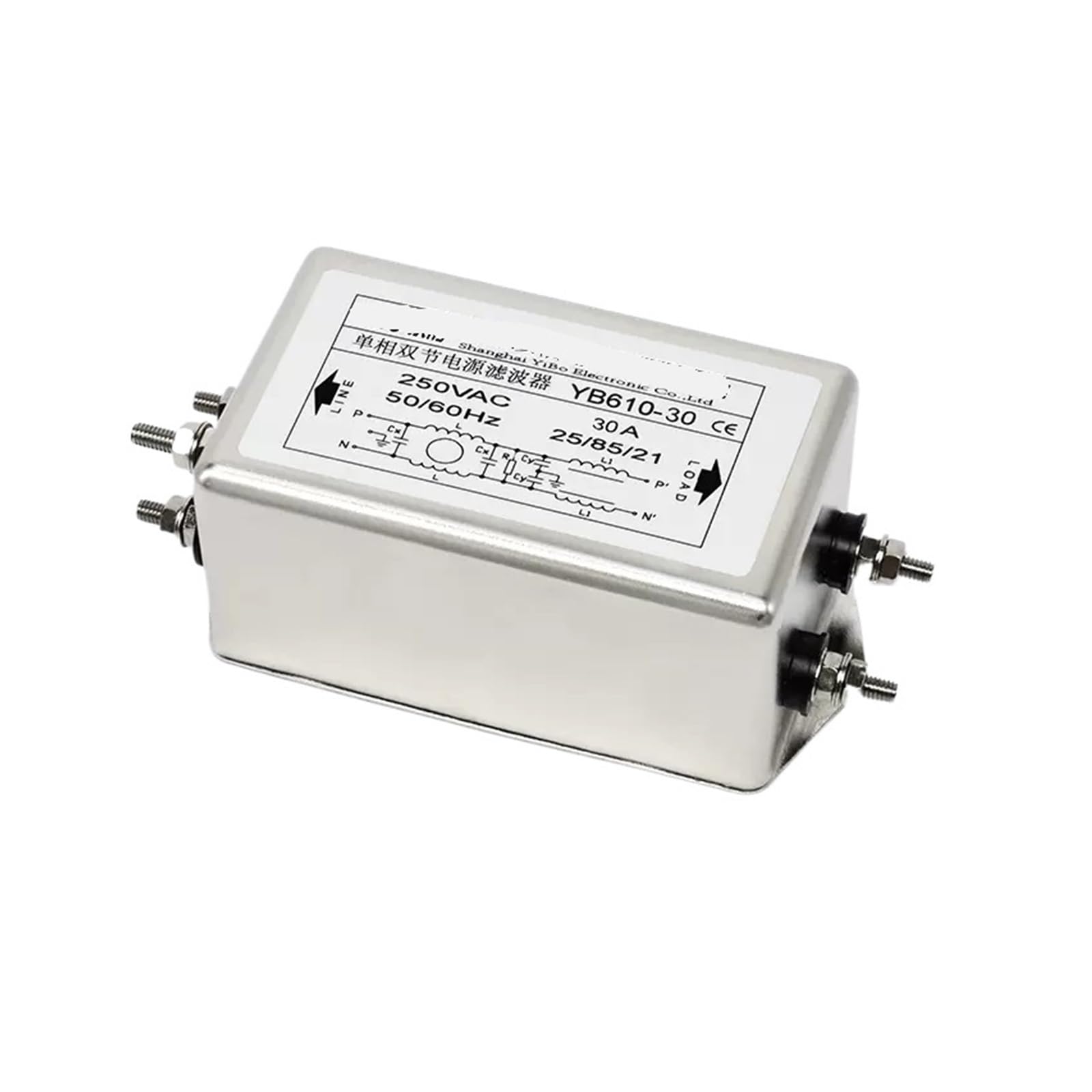 Einphasiger Doppel-Sektion AC-Netzfilter Entstörung YB610-1A