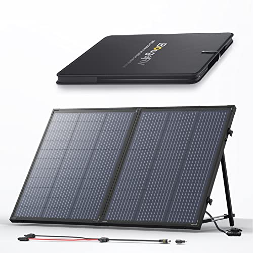 Bougerv 120W Portable Solar Panel, With Suitcase, Self-Supportable Kickstand, Foldable Lightweight Solar Charger For Outdoor Generator Power Station, Rv, Camping Off-Grid #TOP14
