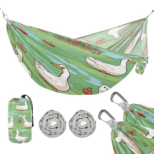 ATTX Cartoon Ducks Camping Hammock - Lightweight & Portable Hammocks, Heavy Duty 330lbs Capacity for Indoor, Hiking, Backpacking, Travel, Backyard, Beach#269