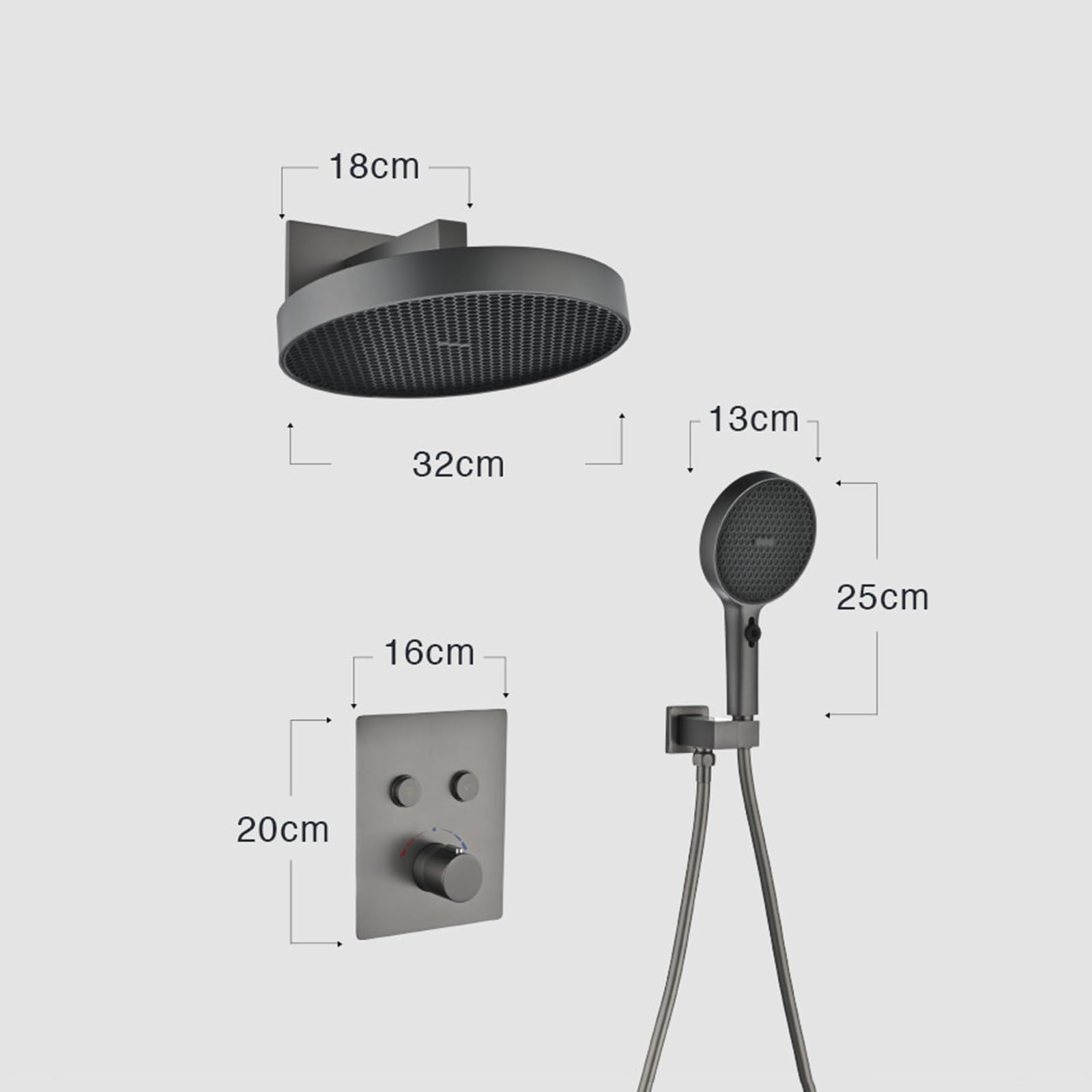 XJTNLB Miscelatore Doccia Incasso Termostatico Soffione Tondo 32 cm in ABS e Kit Doccia Completo Oro Spazzolato