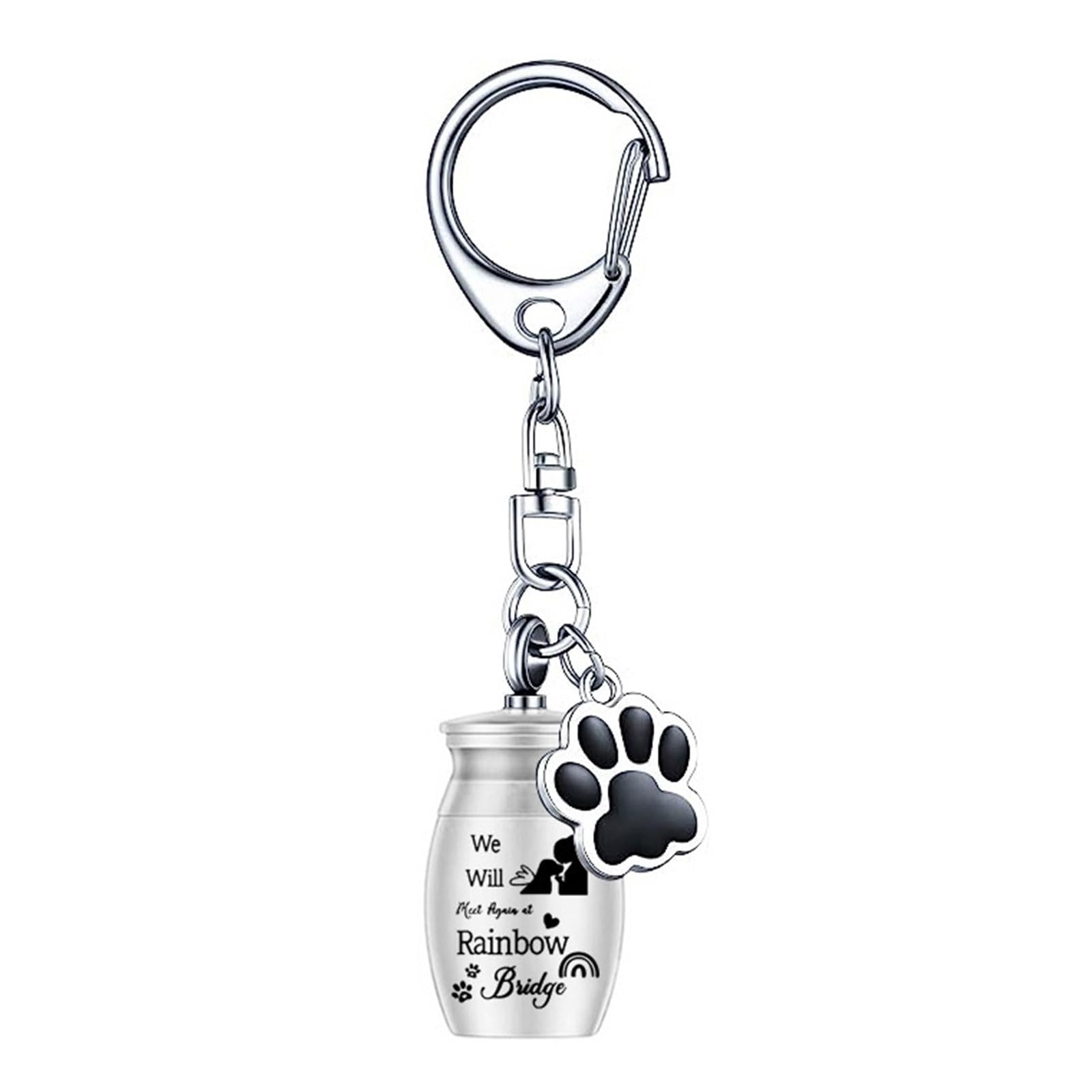 VOCUE Pet Cremation Urn Keychains Charm for Dog Electroplate Cats Ashes Pendant Pet Collection Urns Pendant for Passing Memori