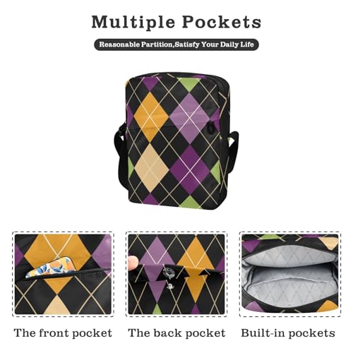 cute messenger bag crossbody bag men Womens Cross Body Purses Adjustable Strap for Outdoor Daily Outdoor Daily- Plaid Geometric Fashion Colorful2