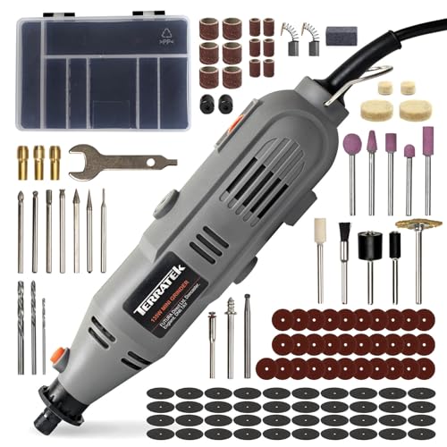 Terratek Corded Rotary Tool 120Pc Accessory Set, 135W Variable Speed 8000-33000RPM, Ideal for DIY Projects, Woodwork, Hobby Craft & Dremel Multi Tool Compatible