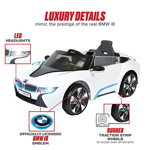 Rollplay 6V BMW I8 Kid's Ride-On Car - for Boys & Girls Ages 3 & Up - Battery-Powered Ride On Toy- White - Thumbnail 4