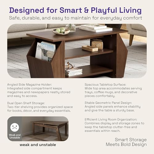 Image of Wakefit Center Table | 1 Yr Warranty | Coffee Table for Living Room Wooden, Tea Table for Living Room Wooden, Sofa Table, Free Installation from Brand, Modern Multi-Functional & Wobble-Free(Clyra)