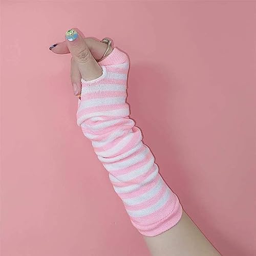 Miniatura 5 de Guantes góticos sin dedos para el brazo largo, guantes elásticos de punto para el pulgar