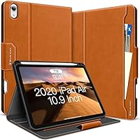 Funda para iPad Air 4 2020 con portalápices, Funda de Cuero PU para iPad Air 4th Gen 10.9 Pulgadas con Bolsillo Auto Sleep/Wake Soft TPU Smart Cover para iPad Air 4th Gen - Marrón
