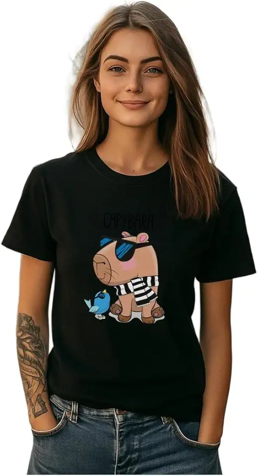 Camiseta Feminina Fitness Capivara Com Estilo 100% Algodão
