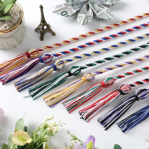 Image of Graduation Honor Cord 68 inch Grad Braided Honor Cords with Tassel Honor Rope Grad Cords for Graduation Students Bachelor Master Doctoral Gown Grad Decor (Burgundy White and Gold)
