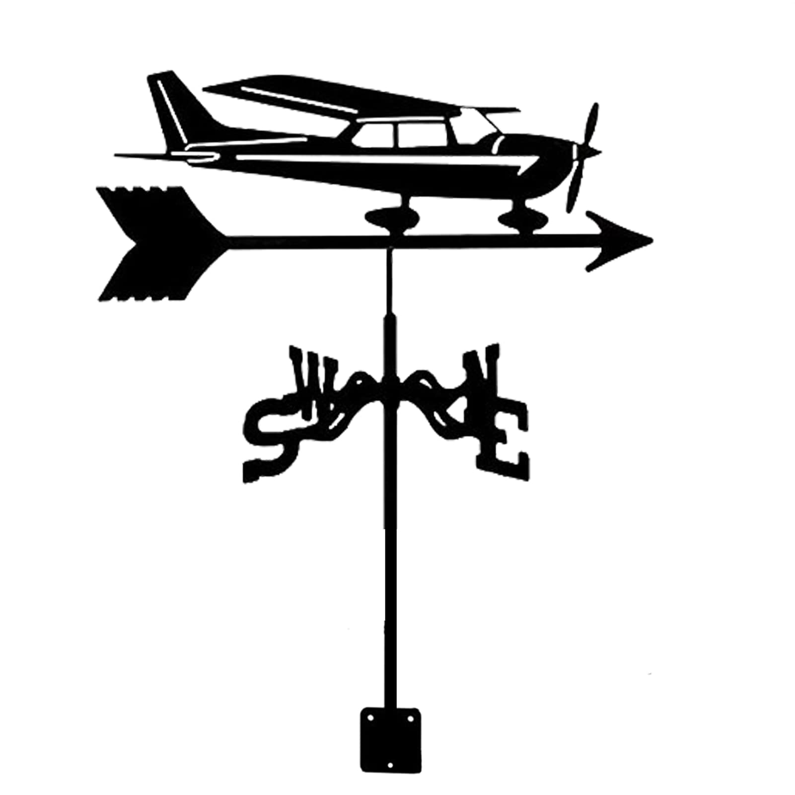 TAXXII Metal Wind Vane For Yard for Garden Decor Farmhouse Decorative with Airplane Ornament Weathervanes Hollow Direction Indicator