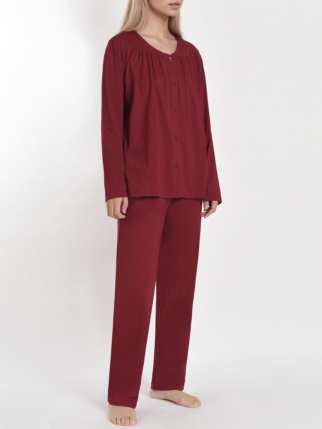 Latuza Women's Cotton Pajamas Set Soft Long Sleeve Button Down Pajama Set - Image 2