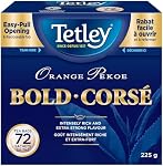 Tetley Orange Pekoe Bold Tea, Strong & Rich Black Tea - 72 Tea Bags, 225 Grams, Contains Caffeine, Caffeinated
