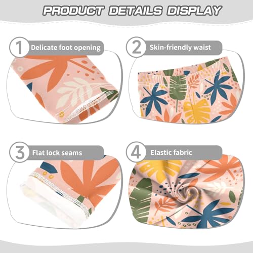 Bright Leaves Girls Leggings,Workout Leggings for Girls Toddler Athletic Leggings Size for 3-10T3