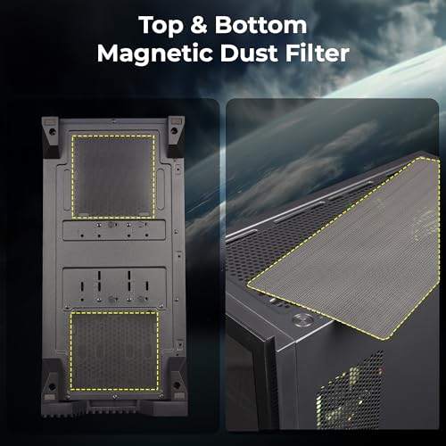 Image of ZEBRONICS Nemesis Premium Gaming Cabinet /Case, Mid-Tower, Supports ATX | mATX, 4X Center Infinity ARGB Fans, AIO Upto 360mm, LED Control Switch, Front + Side Tempered Glass, USB 3.0 (Black)