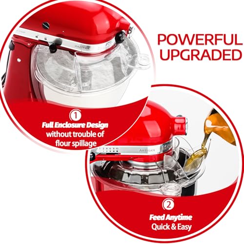 Image of Pouring Shield for KitchenAid Tilt Head 4.5-5 QT (for Stainless Steel Bowls Only), for Kitchen aid Accessories and Attachments, Fully Enclosed Foldable Lid Mixer Bowl Cover & Flour Funnel
