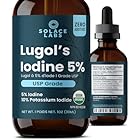 Lugol's Iodine 5% Solution | USP | Thyroid, Weight, Water | 1 oz / 30mL (Pack of 1)
