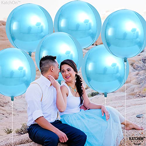 Image of KatchOn, Light Blue Foil Balloons - 22 Inch, Pack of 6 | Light Blue Metallic Balloons | Baby Foil Balloon for Gender Reveal Decorations | Shark Theme Birthday Decor | Under The Sea Party Decorations
