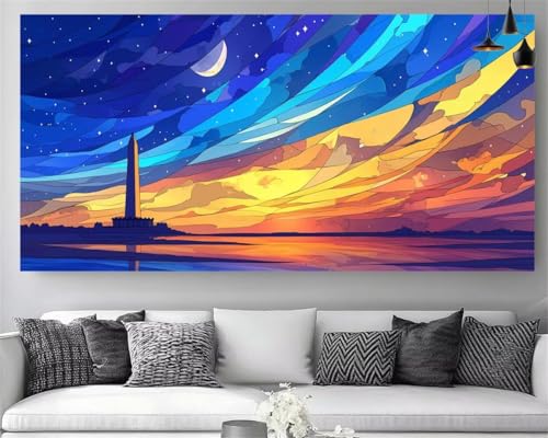 Peinture Diamant 5D Phare Coloré Grand Format 80x160cm en Cristal Strass Z-P229
