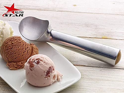 Image of Nutristar Stainless Steel Ice Cream Scoop, Ice Cream Serving Spoon Scooper, Length 8 Inches, Width 1.5 Inches, Height 1 Inches