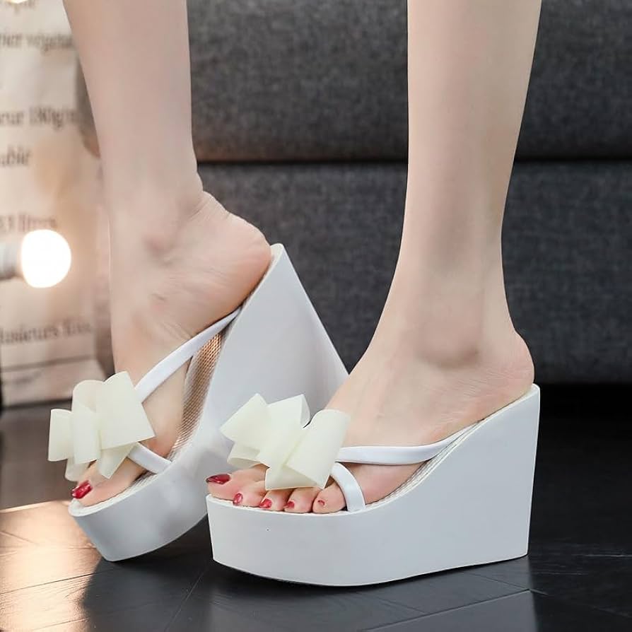 靴 BOW PLATFORM SANDALS Amazon.com: CPMBFDC Women's Flip Flops Bow Wedge Heel