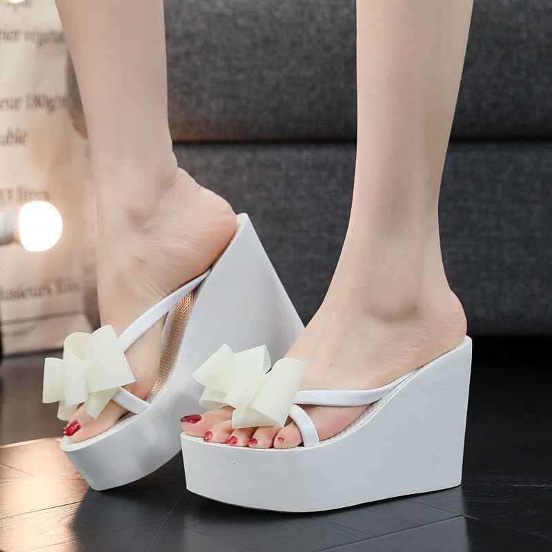 Amazon.com: CPMBFDC Women's Flip Flops Bow Wedge Heel Platform