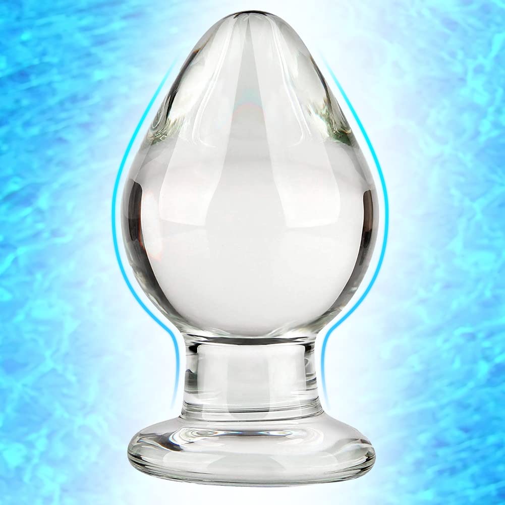FST Large Anal Plug Crystal Mushroom Shape Butt Plug Glass Massage Bum Plug Sex Toys for Women Men Masturbation Transparent: L(6*10.5cm)