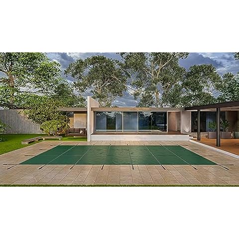 WaterWarden Inground Pool Safety Cover 20' x 40', Rectangle, 15-Year Warranty, UL Classified to ASTM F1346, Triple Stitched for MAX Strength, Abrasion Resistant, Hardware Included, Green Mesh Cover