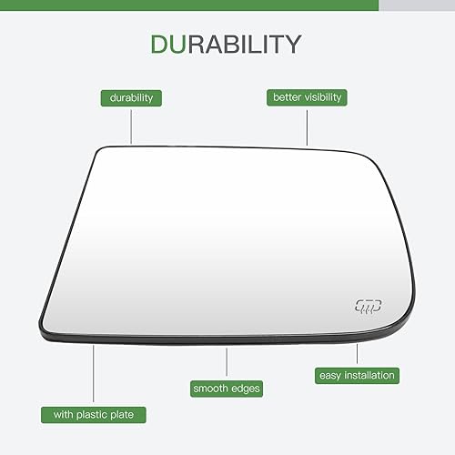 Miniatura 6 de SCITOO Espejo retrovisor lateral de cristal para el lado izquierdo del conductor de cristal apto para 2010-2019 para Dodge RAM 1500 Wcalefaccionado
